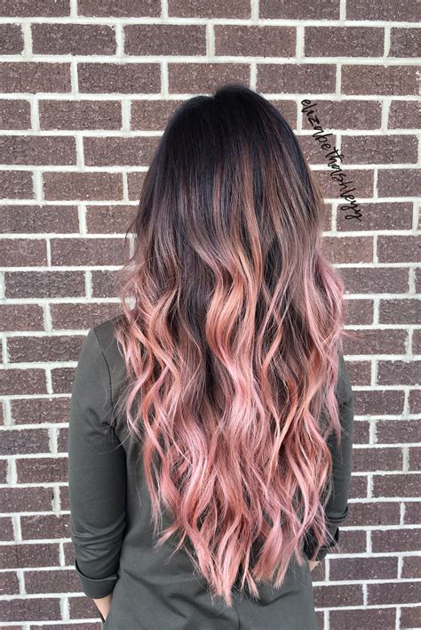 balayage pink|pink balayage on dark hair.